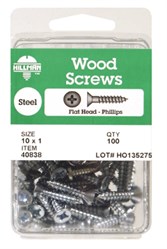 Hillman Phillips Flat Head Zinc-Plated Steel Wood Screws 100 Pack